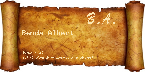 Benda Albert névjegykártya